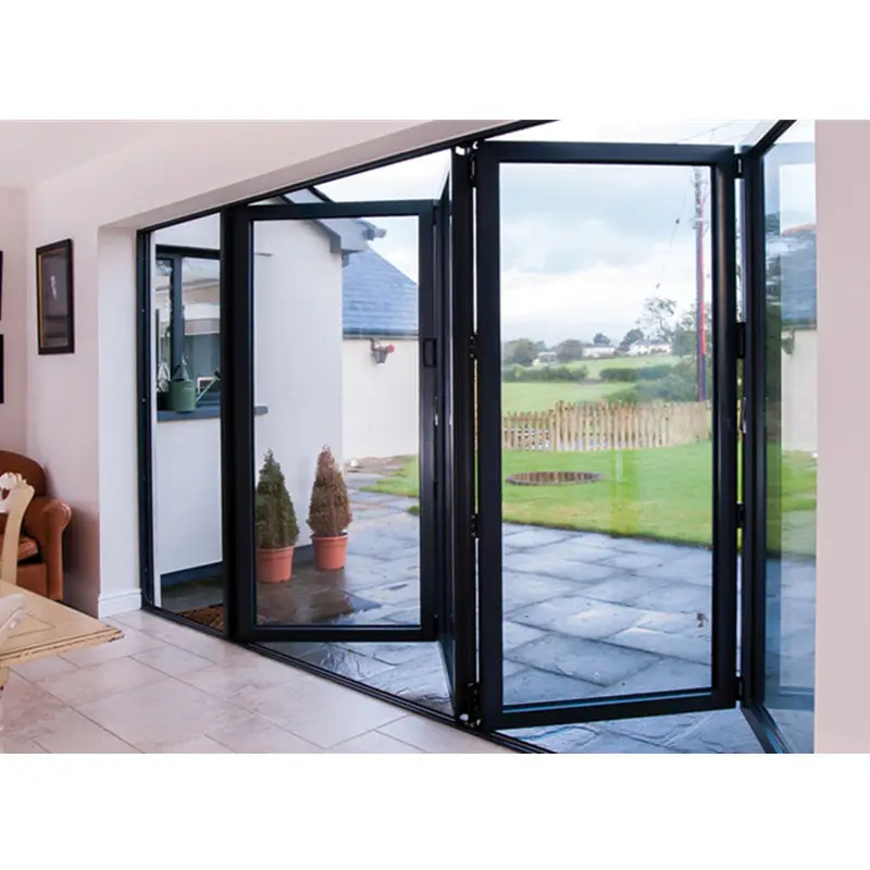 DAIYA Factory Western Style New Windproof White Slim Thermal Break Aluminium Interior Vertical Bi Folding Window And Door