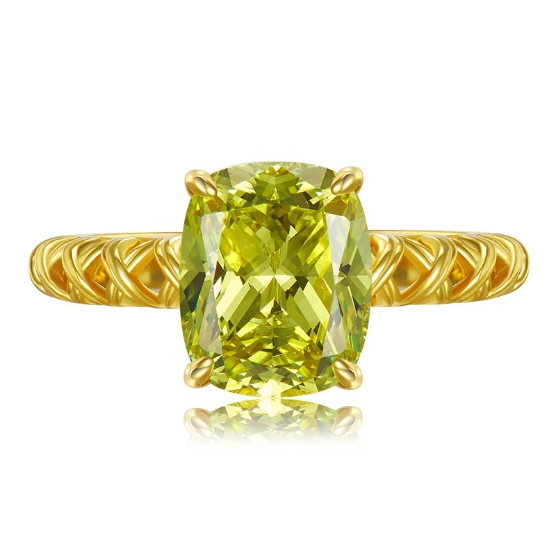 Green Peridot Wedding Ring Women Silver 925 Zircon Engagement Ring