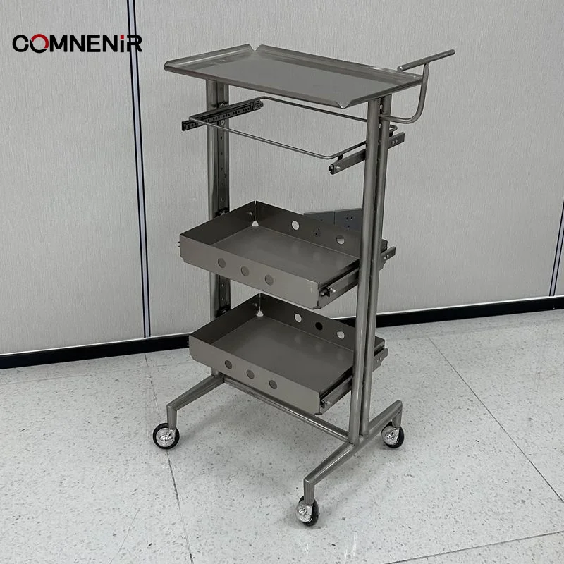 Professional Aluminium Hair Salon Trolley Plastic Beauty Tool with Hair Wheel-for School Use