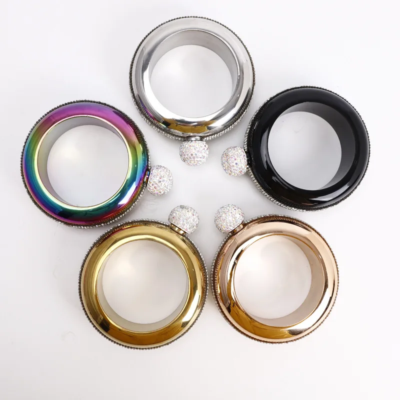 Luxury Gift Items 3.5OZ Bracelet Bangle Flask 304 Stainless Steel with Handmade Crystal Novelty Gifts Wedding Gifts For Guests