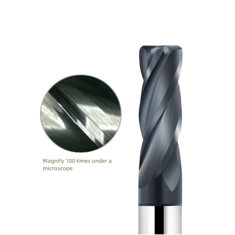 Tungsten Cobalt Alloy Endmills Corner Radius Bull Nose cutter Solid Carbide Spiral 4 Flutes High Hardness Solid End Mills