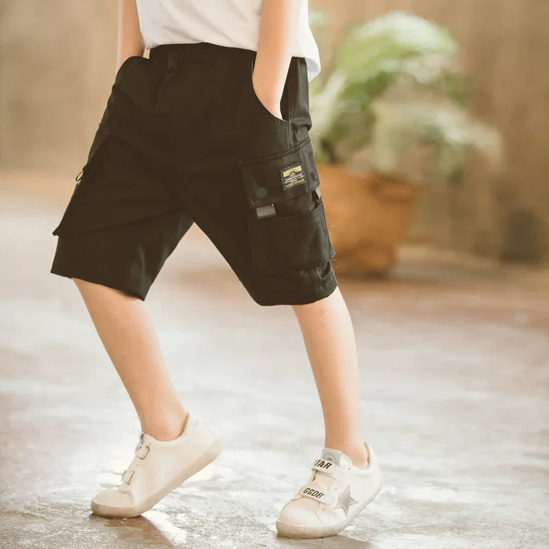
2021 Hot sale boys cargo short pants wholesale boys beach shorts cotton Summer boys shorts 12 years old 