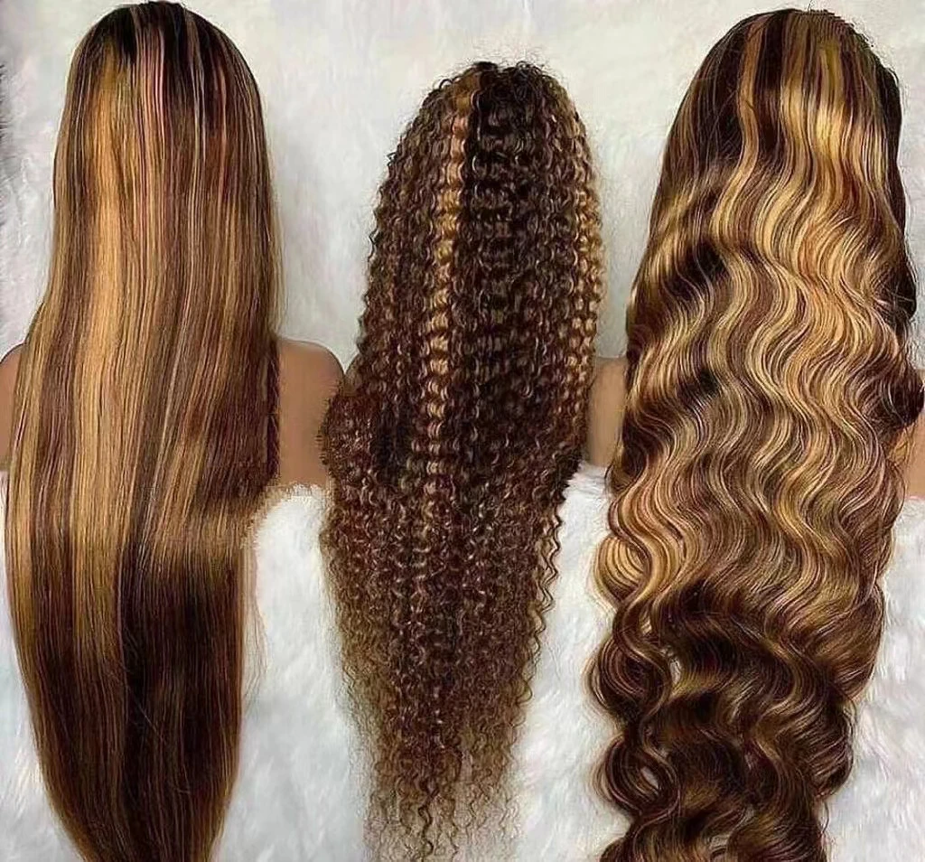 30 Inch Highlight Wig Human Hair Colored Honey Blonde Lace Front Human Hair Wigs For Women Ombre Straight Lace Front Wig