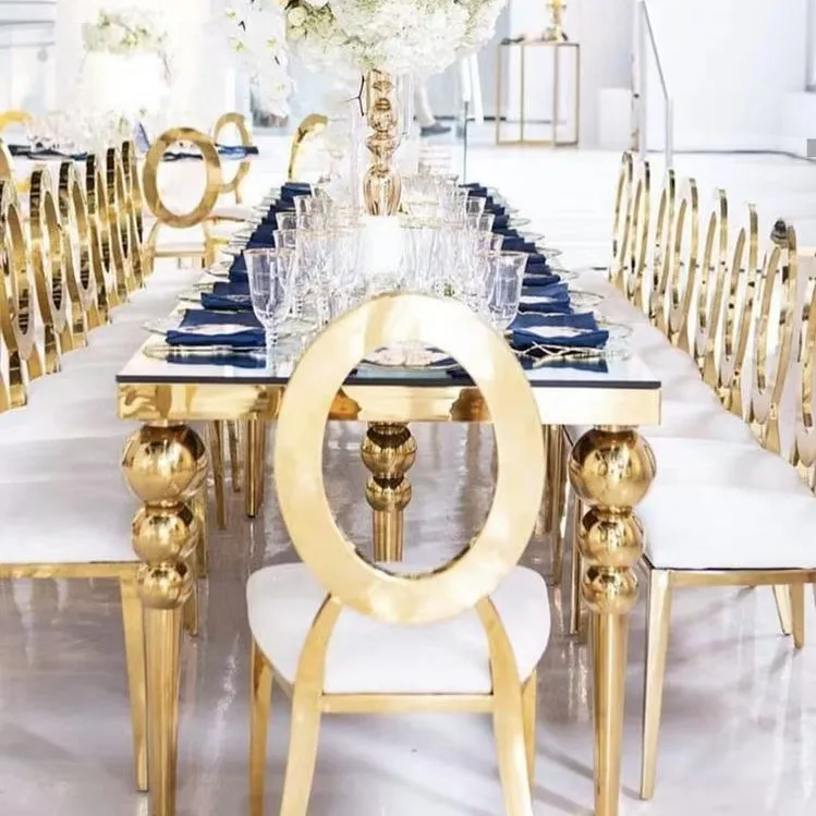Good price Luxury Gold back round throne stainless steel hotel Party Event Dining Banquet Wedding Chairs