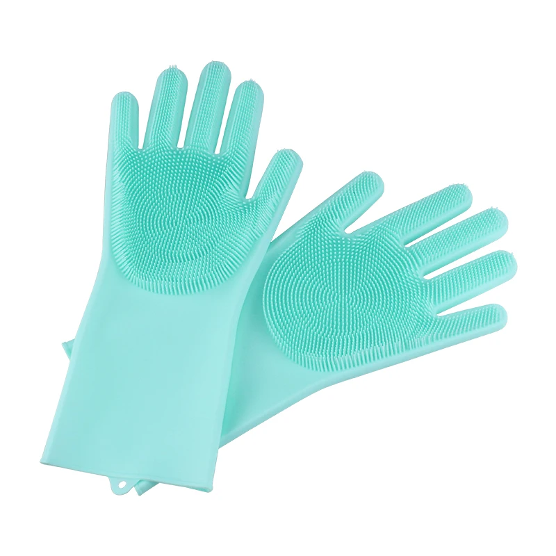 high quality kitchen working waterproof Dishwashing gloves  Heat Resistant Hand Protection Brush silicon mitten washes