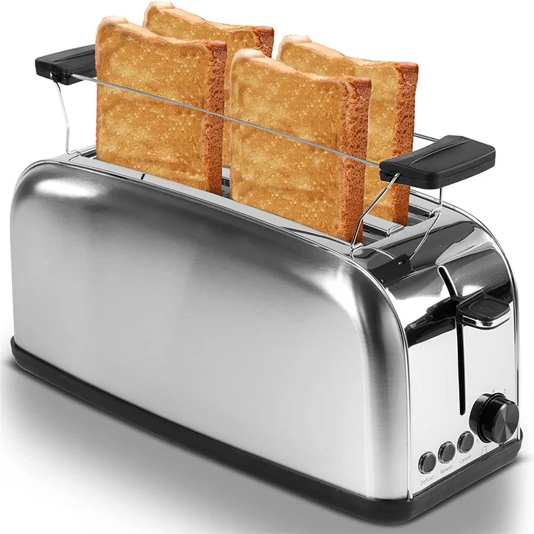 Hot Selling Household Breakfast Maker Bread Toaster 1400w Automatic Fast HeatingStainless Steel 4 Slices Toaster
