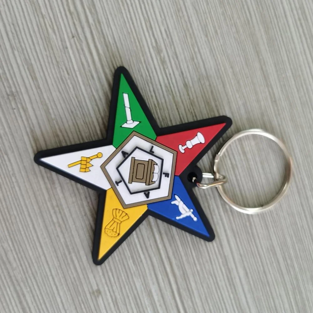 Ready to Ship OES Star Greek Letters PVC Keychain White Sorority Fraternity Gifts Rubber Key Chain