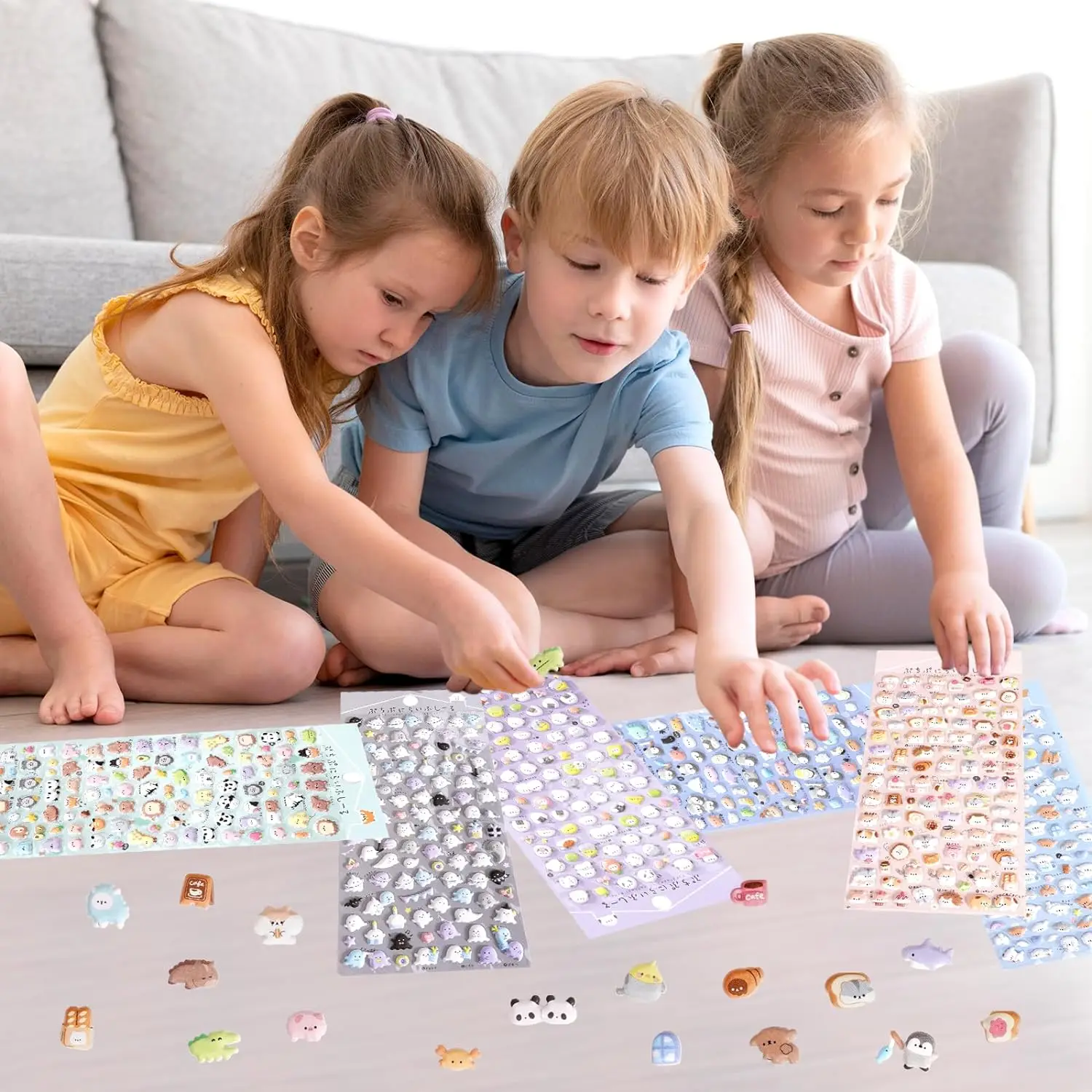 Customized wholesale Best Selling Fluffy Cartoon Cute Mini Stickers Kids  Stickers 3D Bubble Stickers