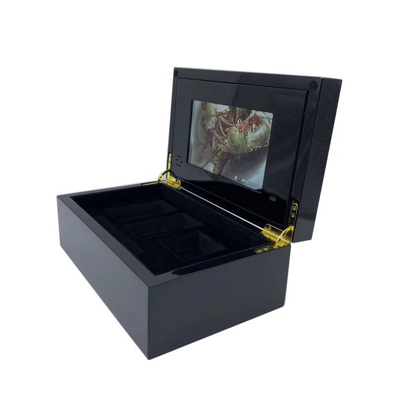 High quality 7 inch IPS/TFT gift wooden video brochure box with lcd screen