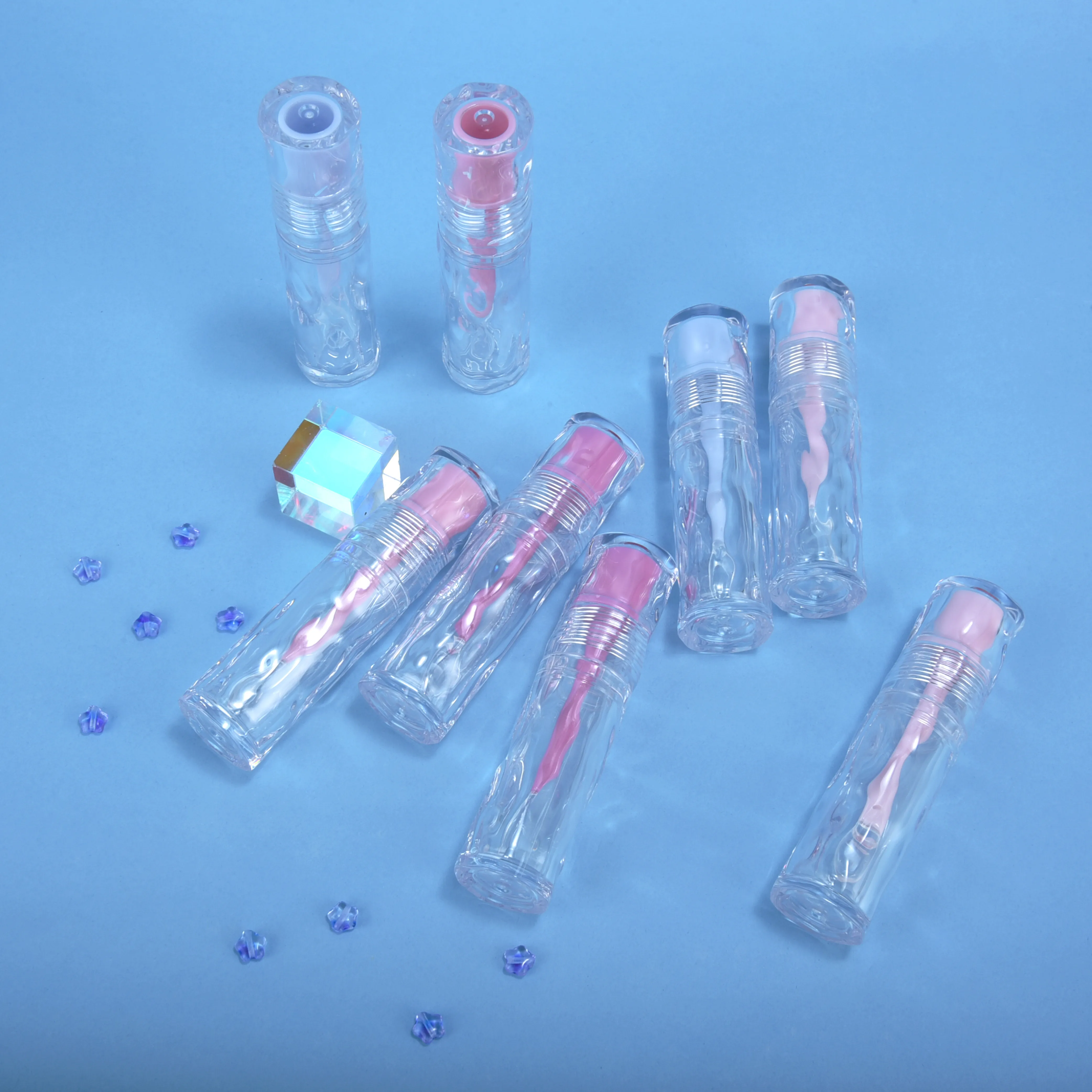 cute water wave bottle shape transparent silicone applicator lipgloss containers wand tubes