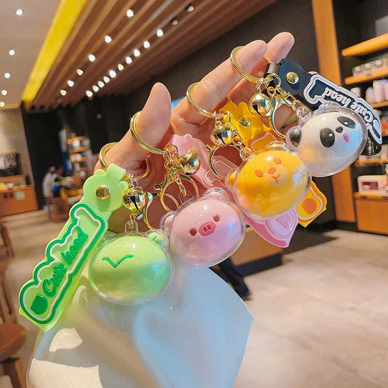 Wholesale Kawaii Animal Bear Panda frog Key Chain Couple Cute Acrylic Animal Bear Panda frog Wristband cartoon KeyChain for Kids
