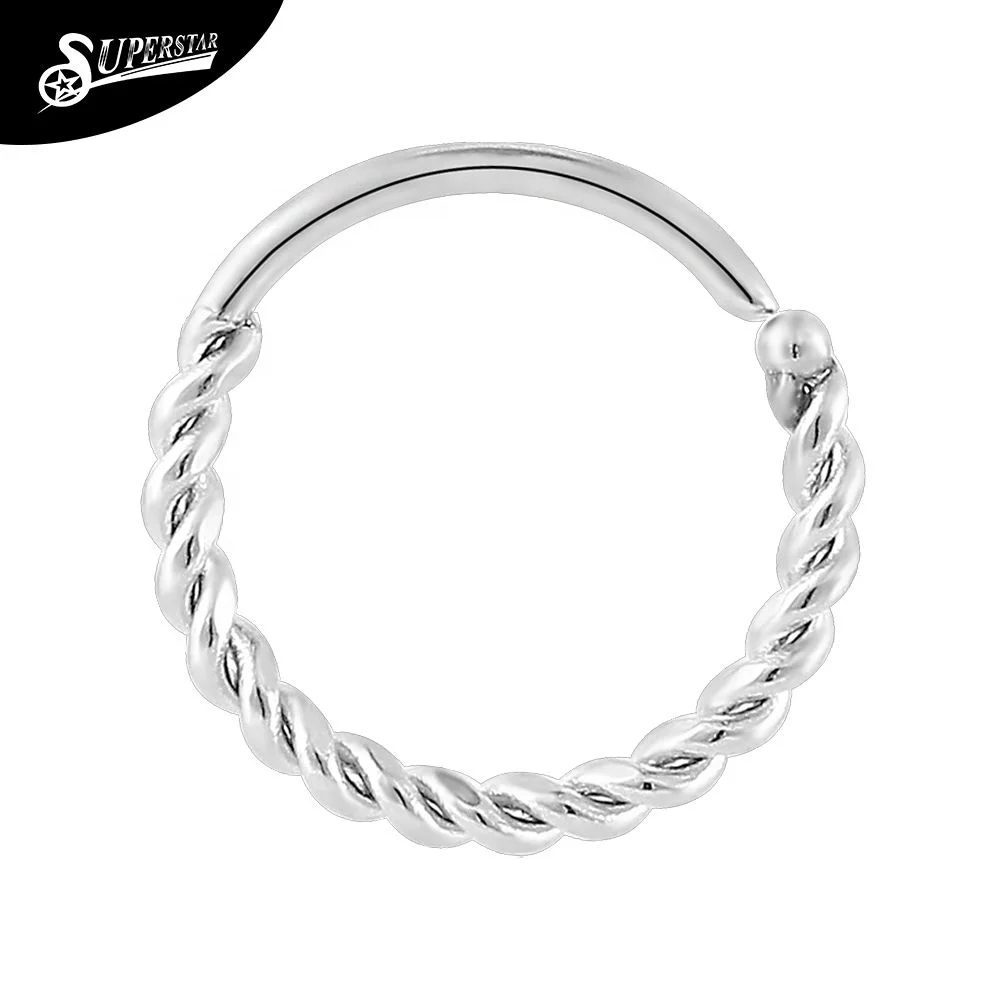 Superstar 316L surgical steel nose stud hemp rope annealed circle nostril screw nail body piercing jewelry