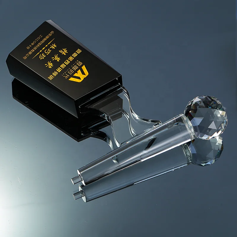 Creative VIP Music Glass Crystal Trophy Customized Microphone Singers Award