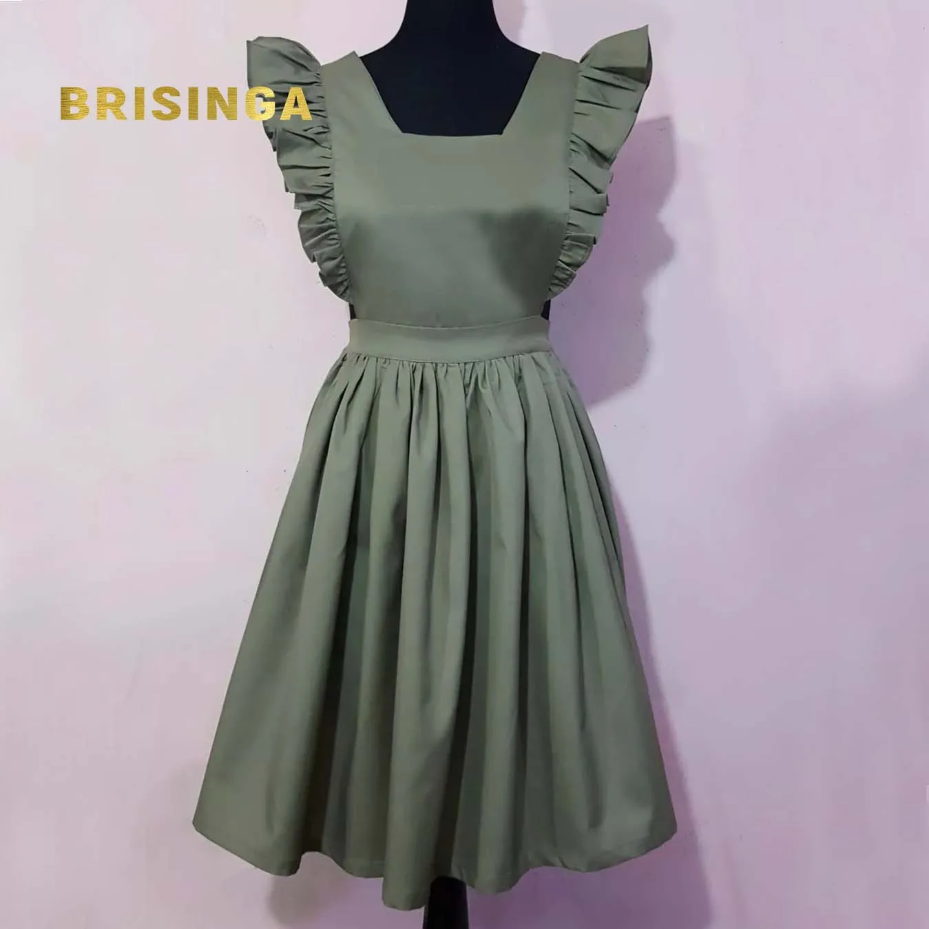 100% Heavy Cotton Adjustable Ruffle Apron Kitchen Cooking Baking Cleaning Maid Costume