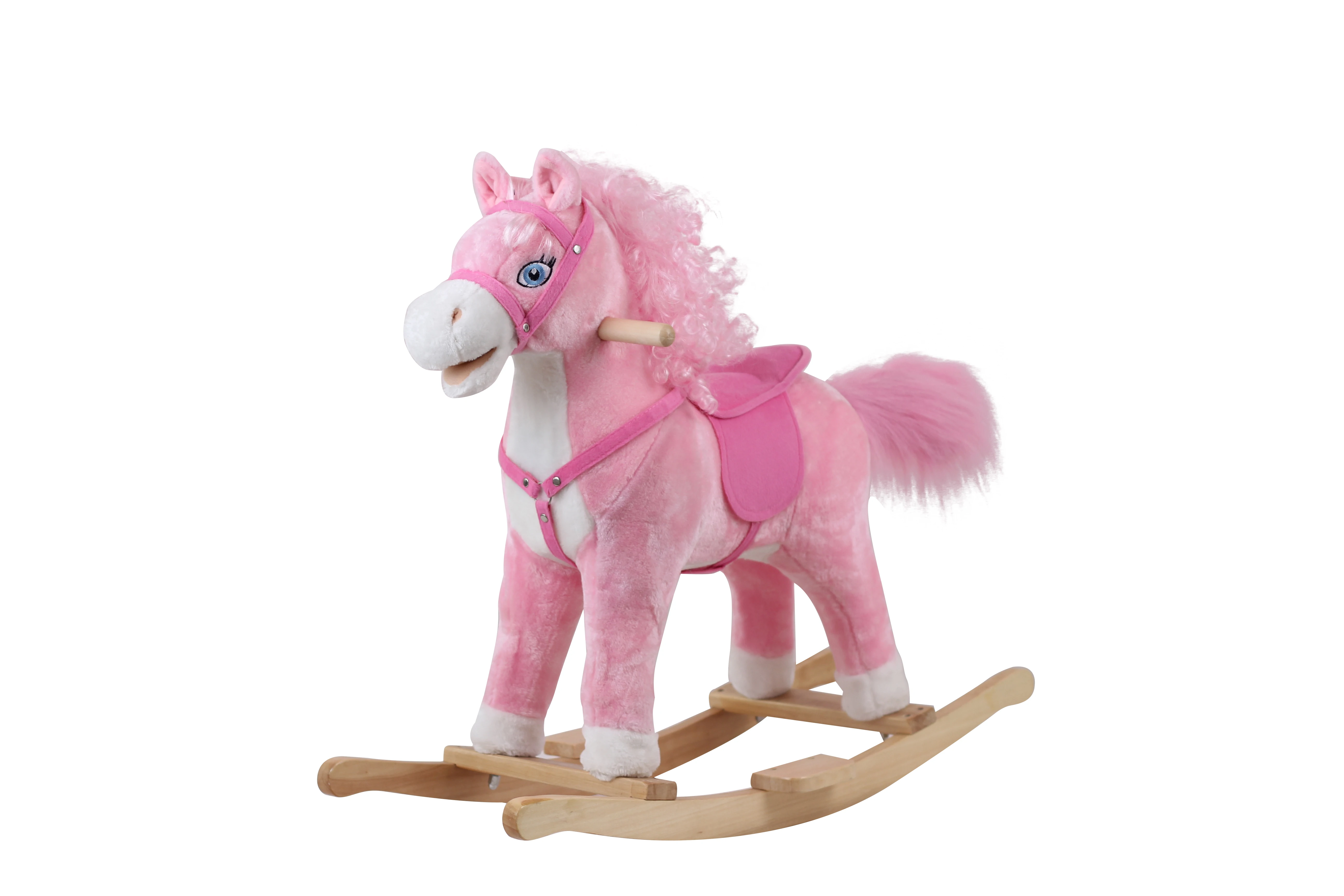 Animal Shaped Chair Plush Animal  Baby Plush Wooden Ride Toys Plush Animal Rocking Horse For Kids