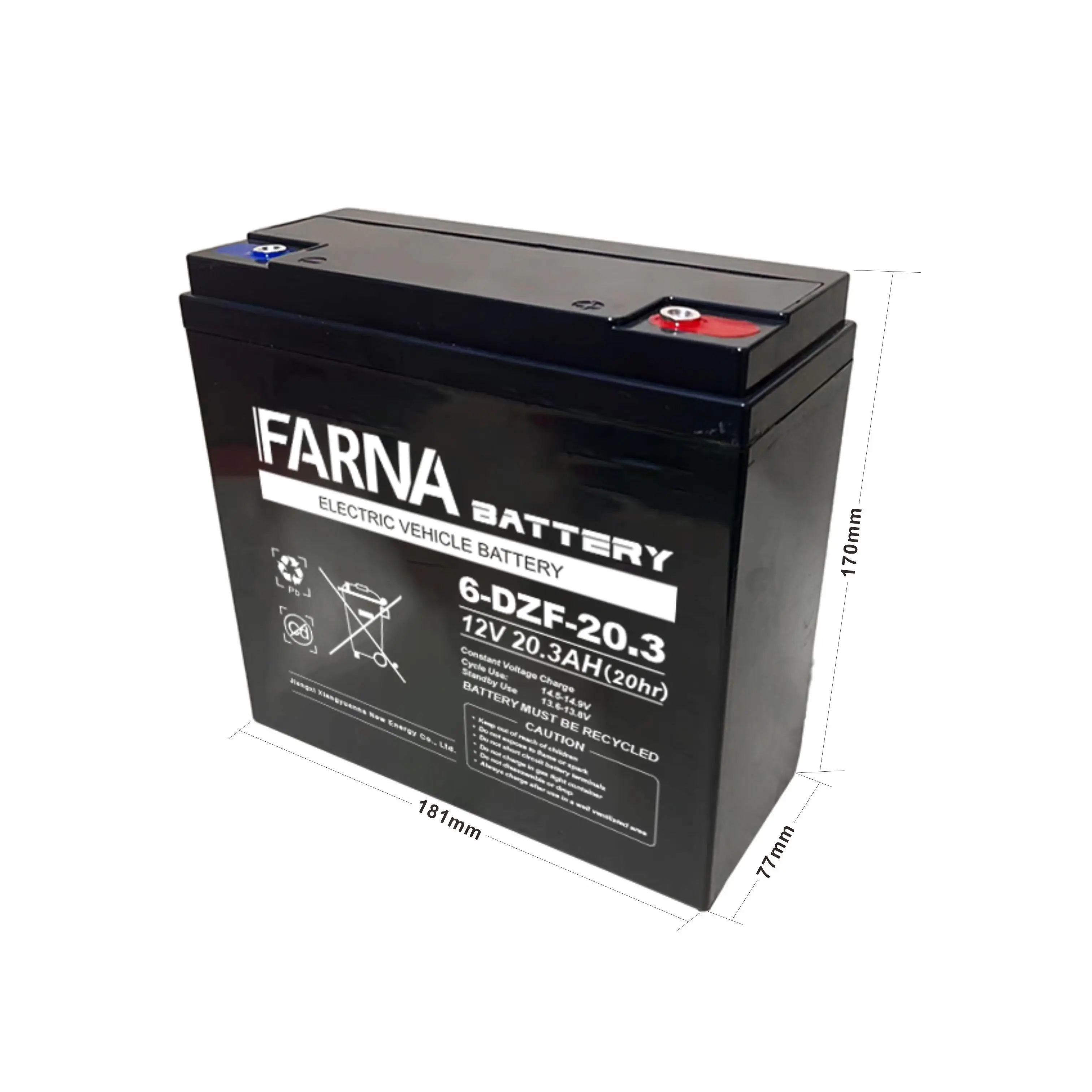 6-DMF-20.3 Sealed EV Battery for Electric Bicycles 12V 48V 60V 72V Lead Acid Maintenance Free Battery for Toys and Lighting