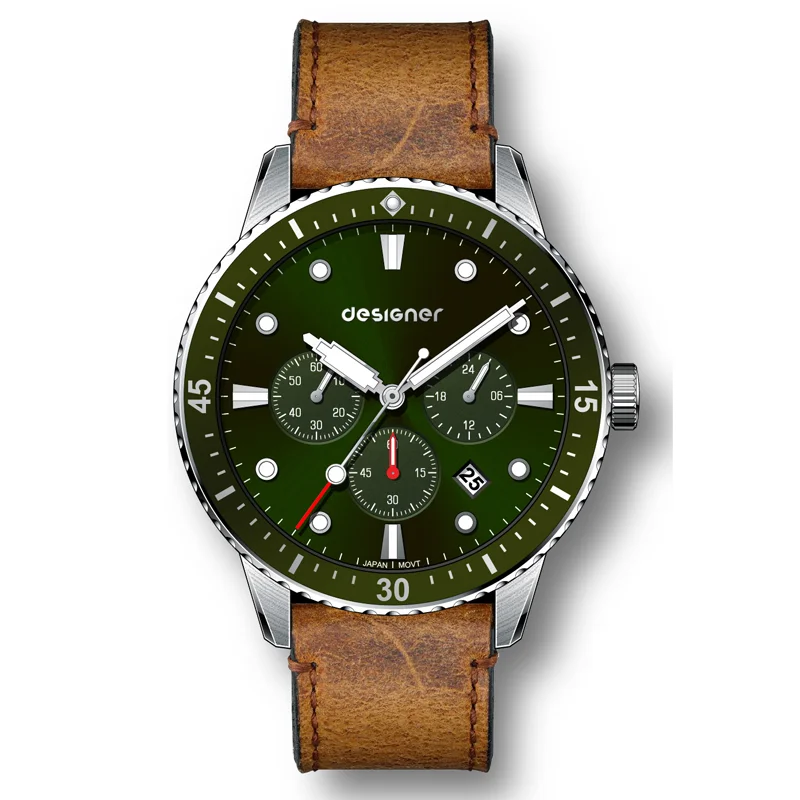 OEM  stainless steel bracelet  luminous watch hand automatic date chronograph watch