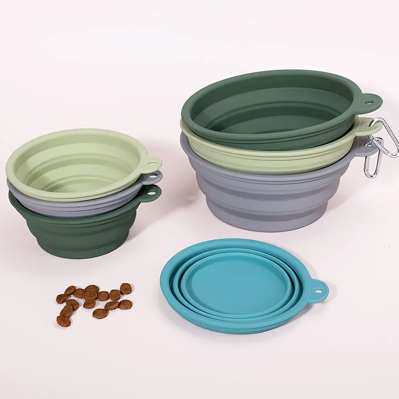 BPA free Portable Silicone Pet Dogs Water Bowls Dish Bowl Feeding Pet Folding for Traveling Collapsible Camping Walking Outdoor