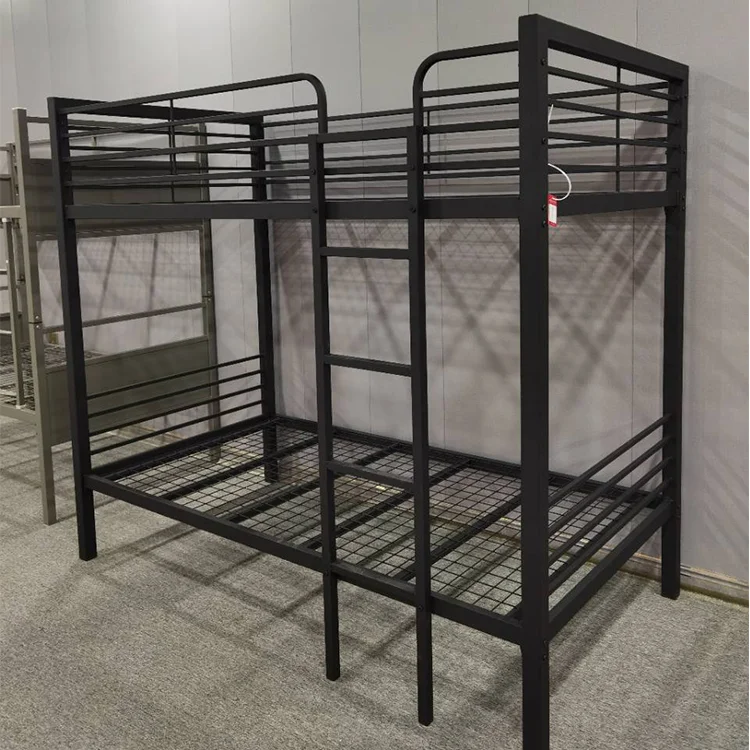 Dormitory Metal Bunk Bed School Dormitory Metal Bed Frame With Ladder Home Furniture Bedroom Adult Kids Metal Bed