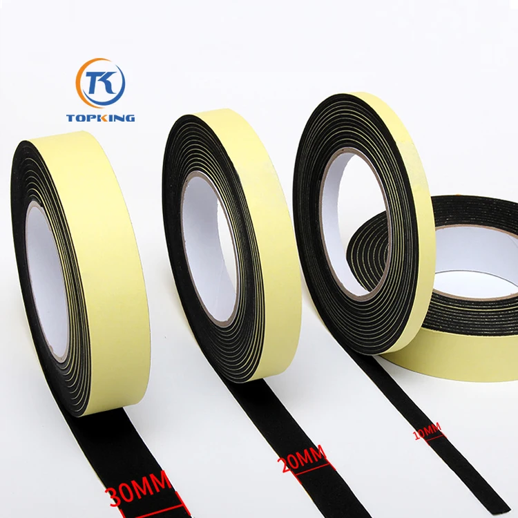 1mm Thickness Strong Adhesive Black EVA Foam Seal Anti Vibration Soundproof Single Sided Eva Foam Tape for Hanging Home Uses