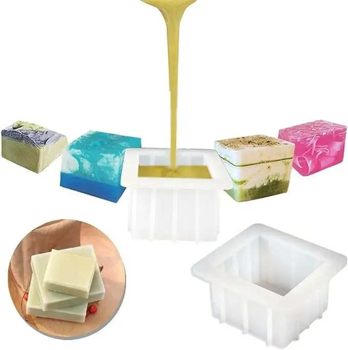 High standard rectangle shape big silicone soap mold , popular design silicone soap mold with food grade