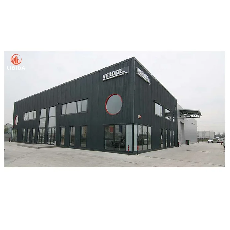 prefabricated warehouse custom steel prefab building structure glass curtain workshop light frame case metal shed