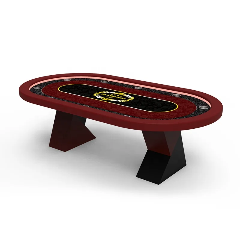 YH 10 Seats Factory Price Casino Led Lighting Table Top Texas Poker Table With Blocks Solid Wood Legs For Sale