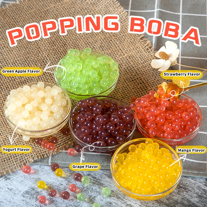 Made In China Halal Fresh Juice Popping Bursting Boba 1.2Kg Bursting Pearls Peach Flavor For Bubble Tea  Natural Flavor