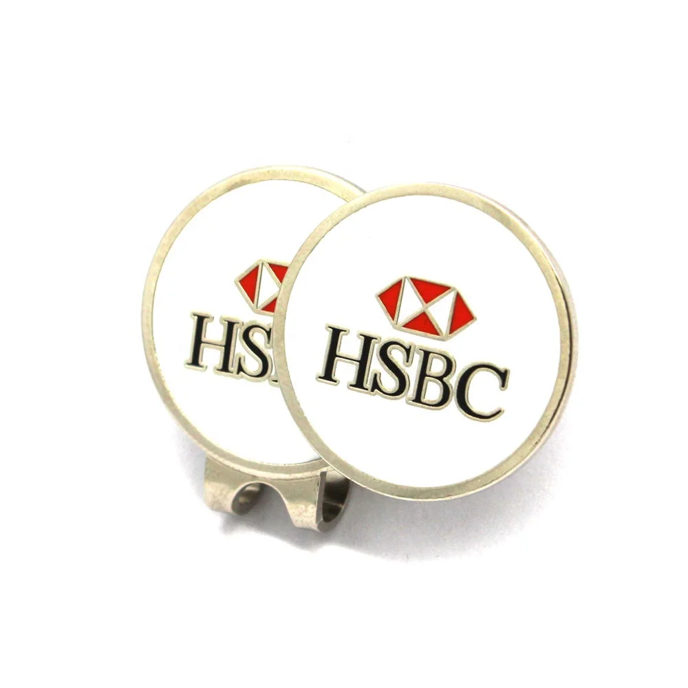 New Style Golf Club Accessories Print Enamel Metal Magnetic Ball Marker Hat Clip