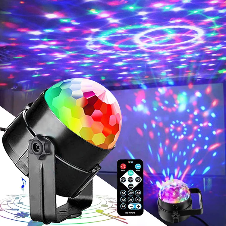 7 Color Crystal Magical Rotating Ball RGB LED Light Stage Party Disco Lights DJ