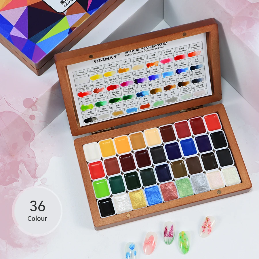 Vinimay New Nail Products Sepcial Watercolour Palette 36 Colours Nail Painting UV Gel Nail Gel Color
