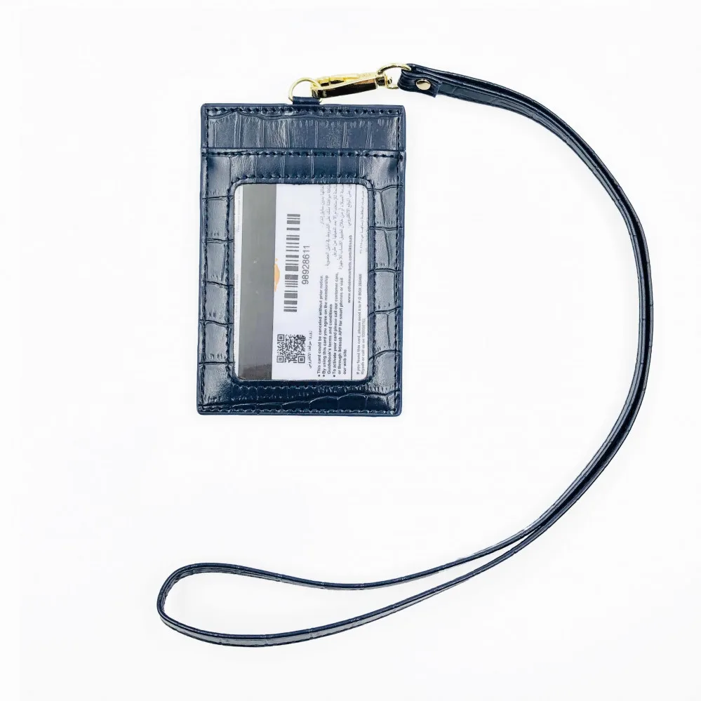 New Crocodile Leather ID Badge Card Holder Vertical Working Badge ID Card Holder with Neck Strap Lanyard for Office School Event