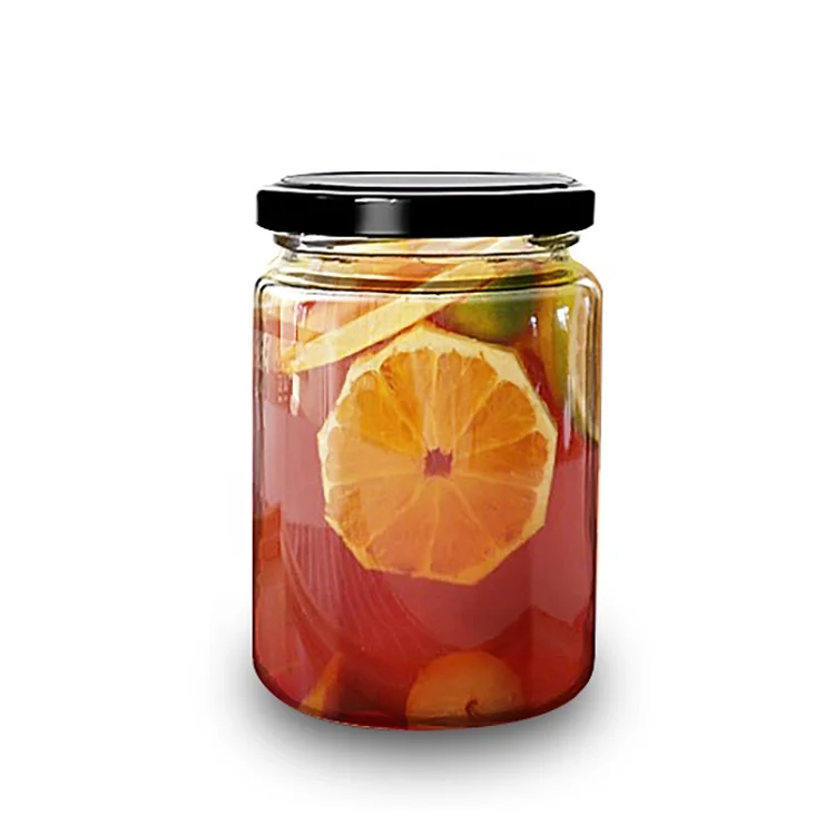 Factory Produced Wide Mouth Round Glass Honey Jar With Screw Metal Lid