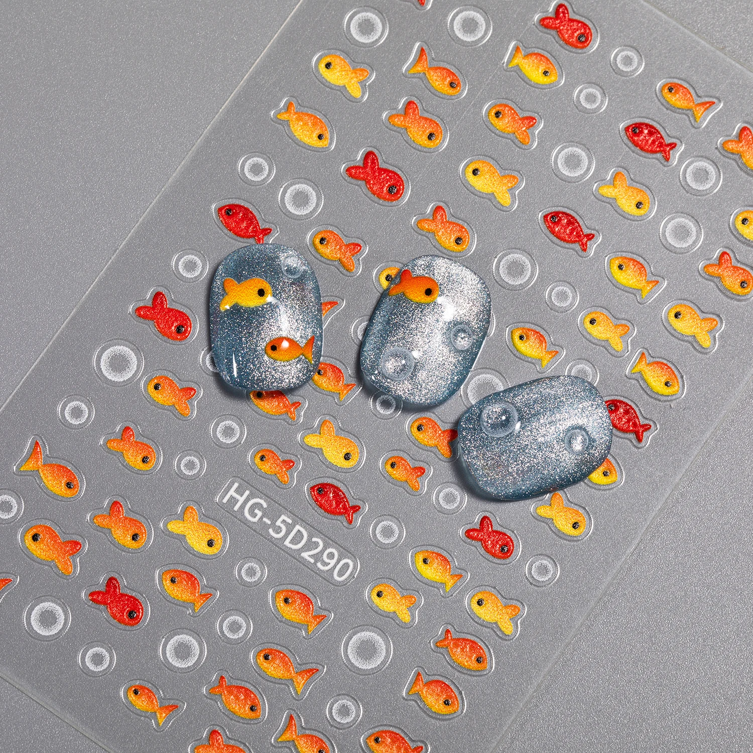 Dreamy Goldfish Color Nail Stickers 5D Smart Little Fish Colourful Mermaid Tail Nail Art Charm Decoration