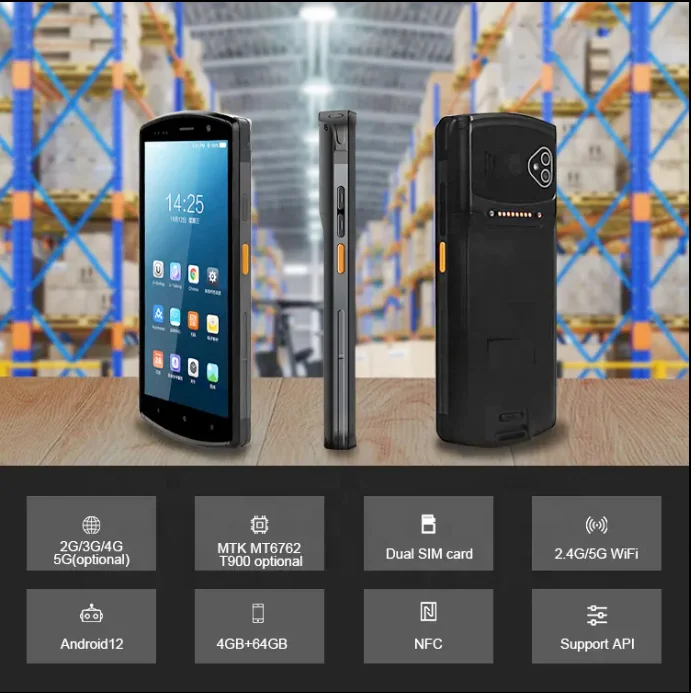 Мобильный портативный компьютер 6 дюймов Android 12 0 IP67 прочный сборщик данных Ручной PDA 5000 мАч с OTG NFC PDAs клавиатурой