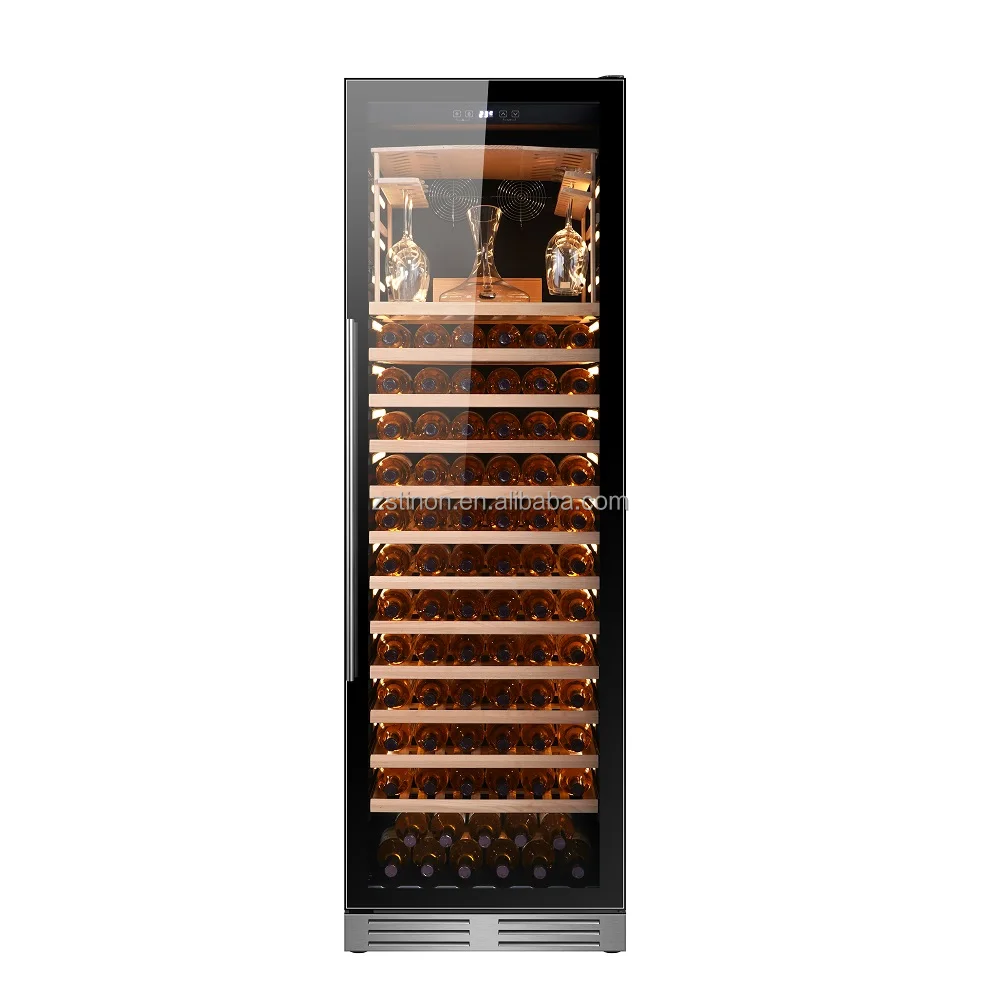 Large 300 Bottles dual zone Commercial Mirror Glass Display Restaurant Wine Cooler Cellar Antique Wine Refrigerator Wine Cabinet
