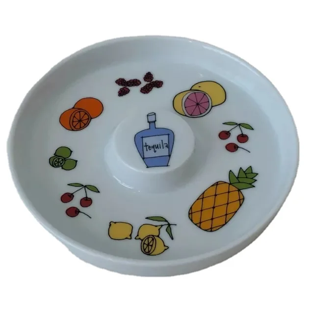 round porcelain margarita citrus rimmer ceramic glass rimmer with tequila fruit design cocktail margarita salt rimmer set for up