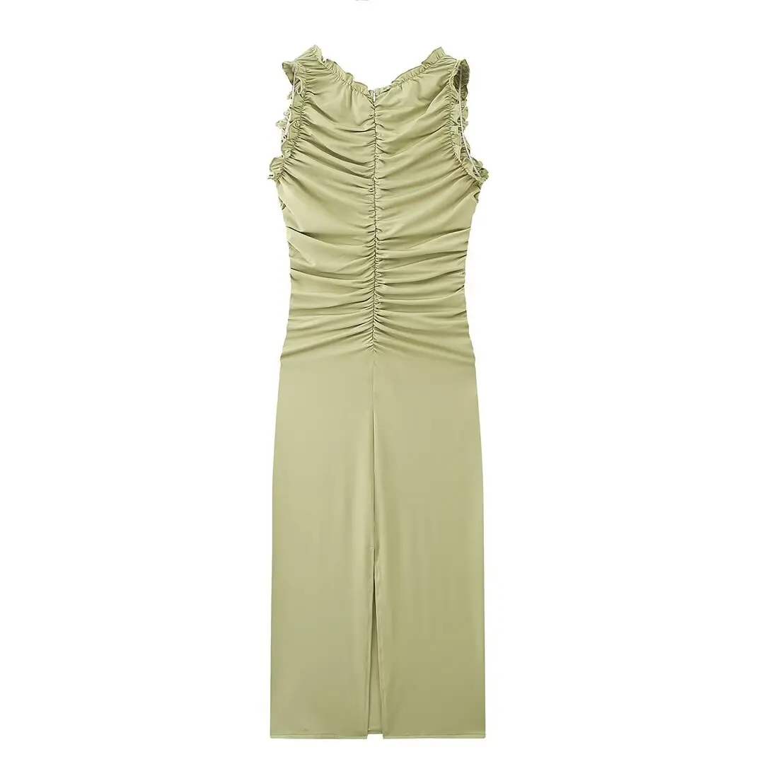 PB&ZA Women 2024 New Chic Fashion Layered MIDI decoration Dress Vintage Sleeveless Female Dresses robe Mujer