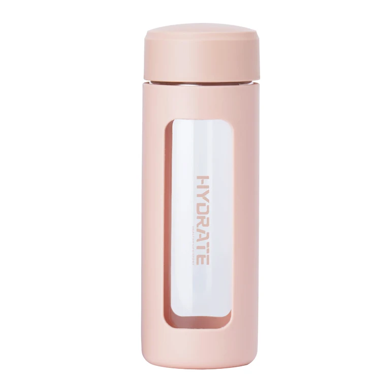 Eco Life Friendly Drinking Glass Bottle Inside Filter  Unbreakable Glass Water Bottle with Silicone Sleeve