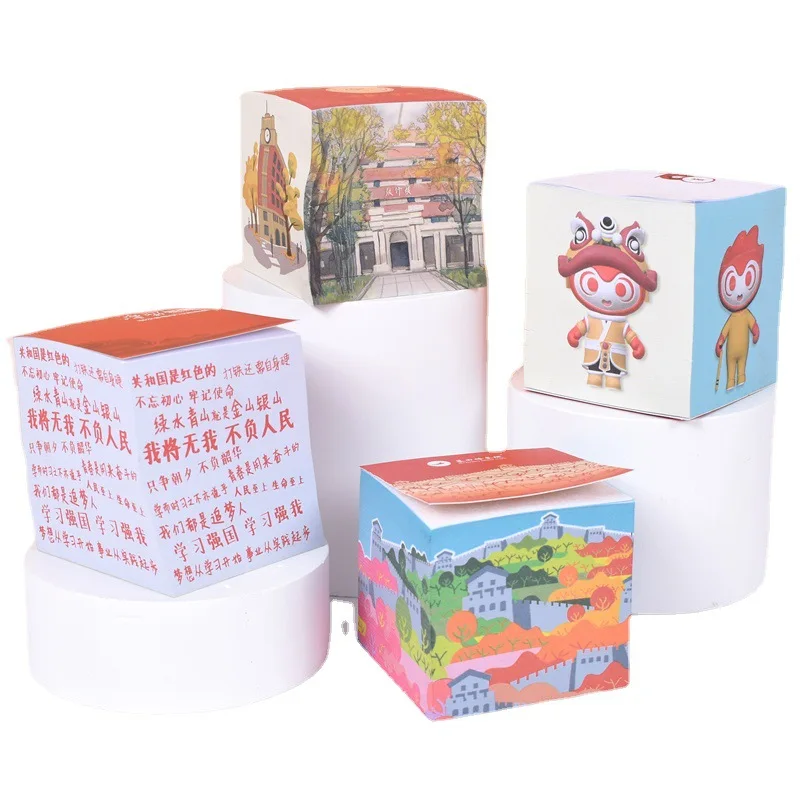 Customized Wooden Pallet Sticky Adhesive Notes Cube Pads Blocks Paper Memo Pad Square Cubes with Pallet