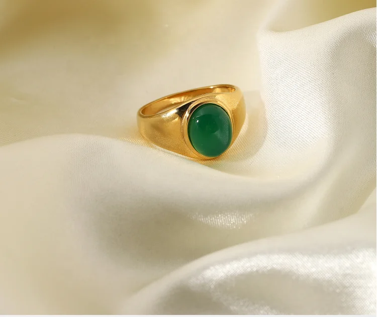 
Elegant Vintage Stainless Steel Rings For Women Bohemia Oval Tiger Eye Stone Obsidian Engagement Rings Jewelry 