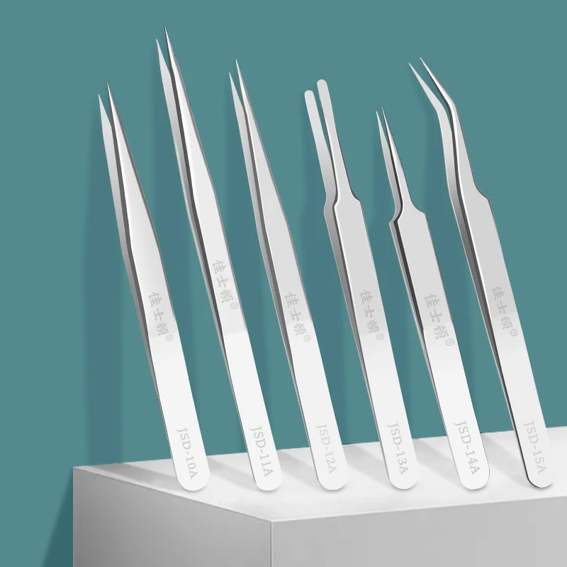 wholesale Silver stainless steel tweezers Makeup false eyelash grafting tool Pickling clip Pointy Cellphone Repairs