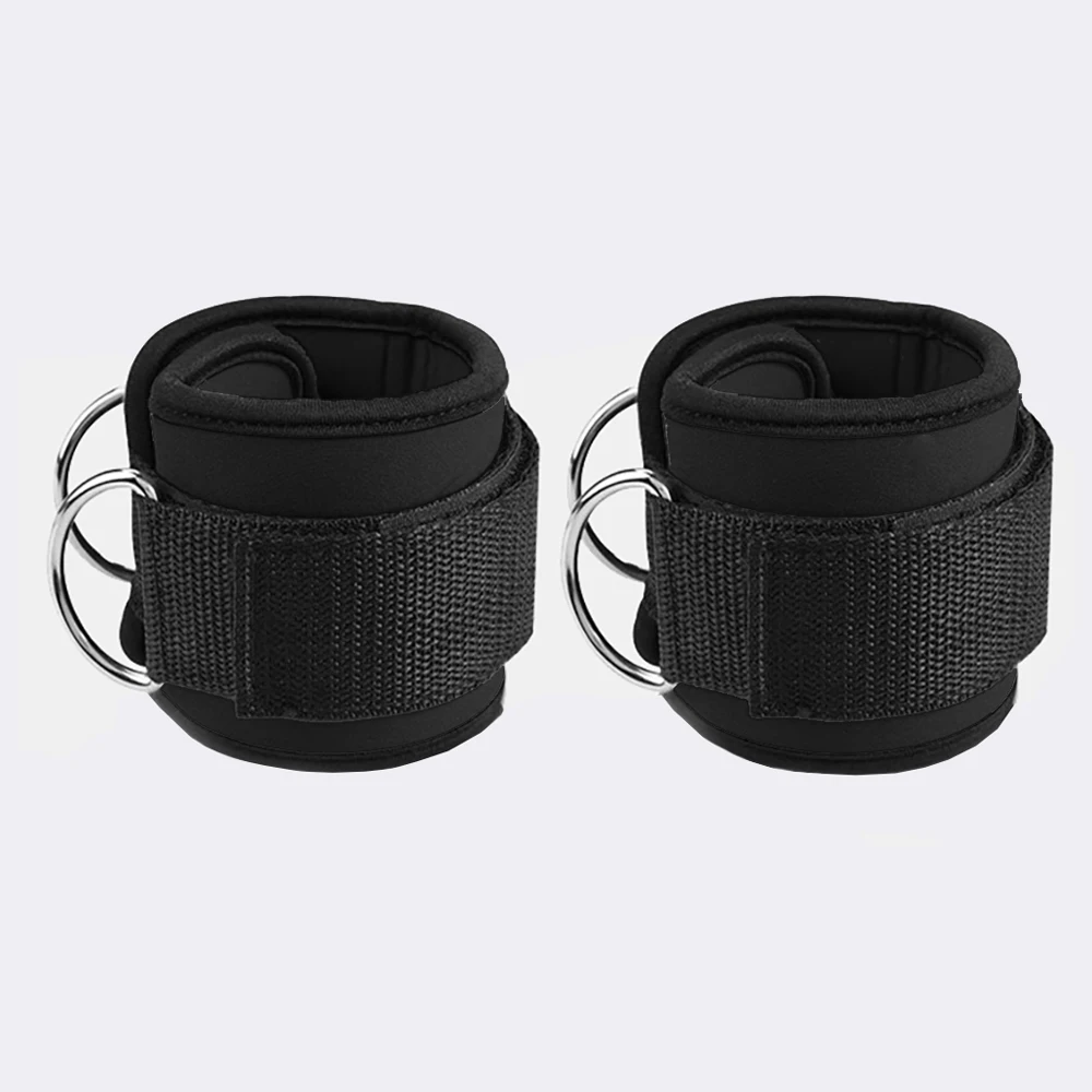 Adjustable Padded Ankle Wrist Cuffs Double Ring Customized Fitness Weightlifting Neoprene Weight Ankle Straps for Cable Machines