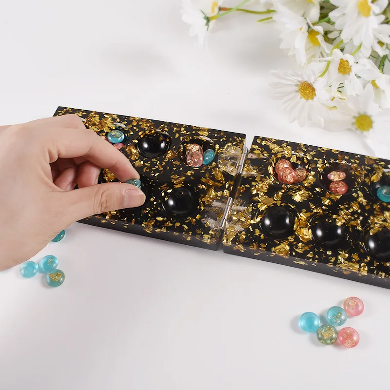 Crystal Glue Mankala Chessboard Chess Piece Resin Mold Set Return to Warehouse Mancala Parent-Child Game Silicone Mold