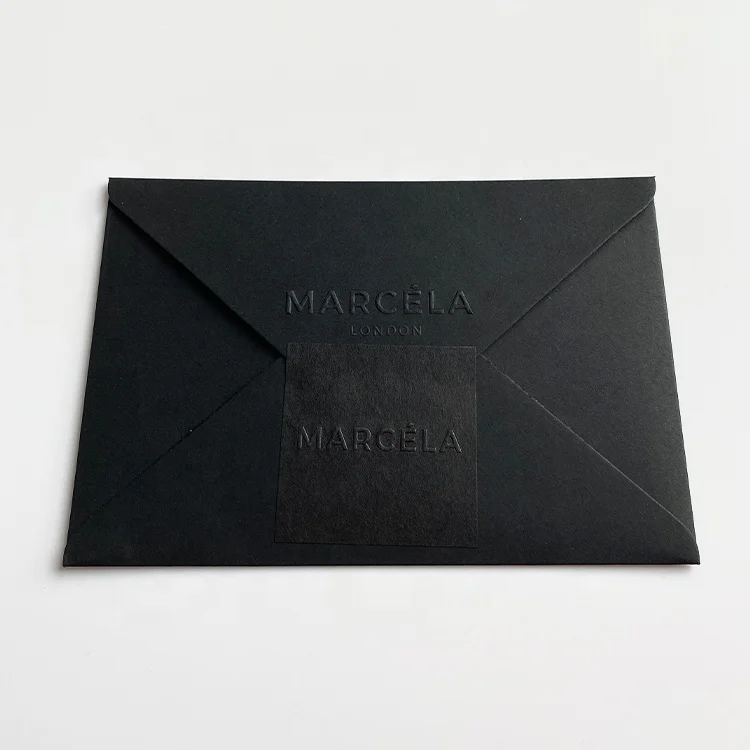 Customization black luxury gift thank you card receipt envelope printing black kraft paper envelope