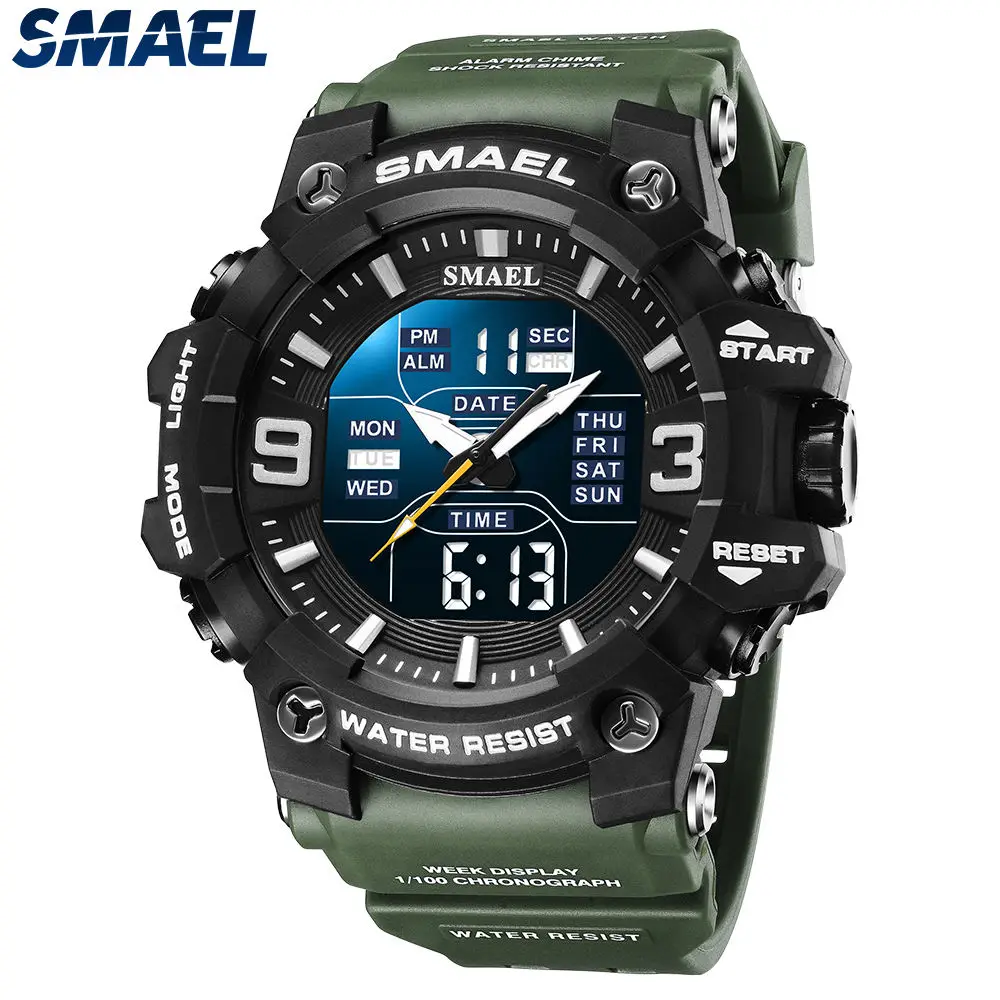 Dual Time Digital Watch for Men Smartwatch Fashion Sport Watches Waterproof Chronograph Electronic Wristwatch Auto Date 8049