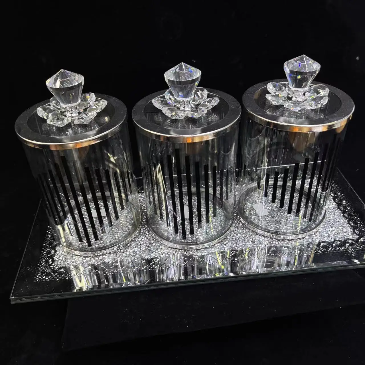 FOSUN Household Fruit Jar Jar Set Home Decoration Accessories Luxury Glass Candy Jar Storage Box for Food Lid Glass Cover Party