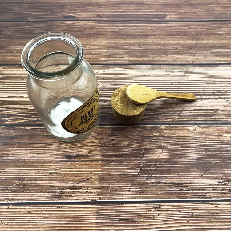 China Manufacturer Supply Round Glass Honey Bottle/jar Storage Jam Sauce Canned Pickle Glass Jar With Cork Lids And Spoon