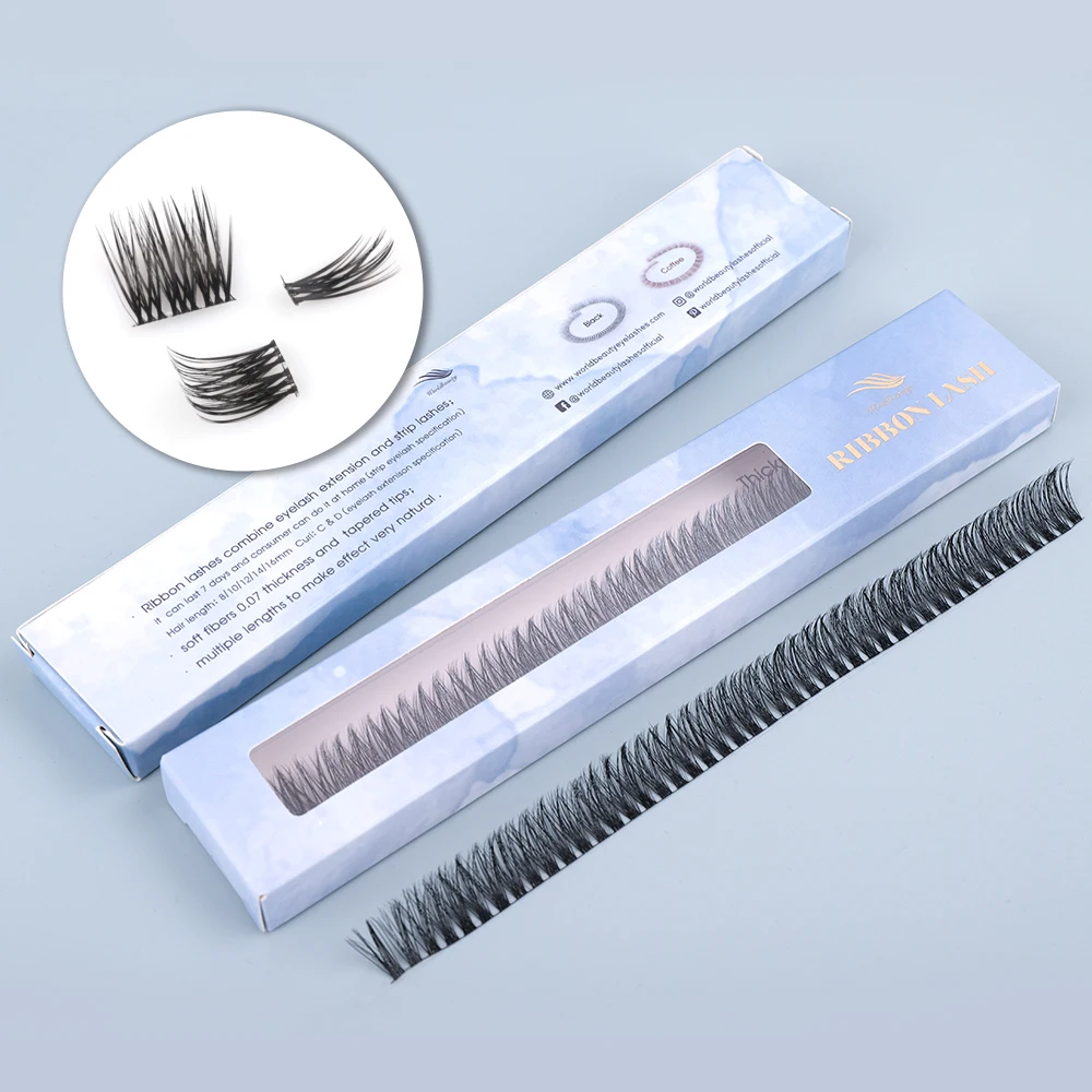 NEW Trend Clear superfine band glue-based lashes clusters clear band black cotton band ribbon lash diy eyelash extension kit