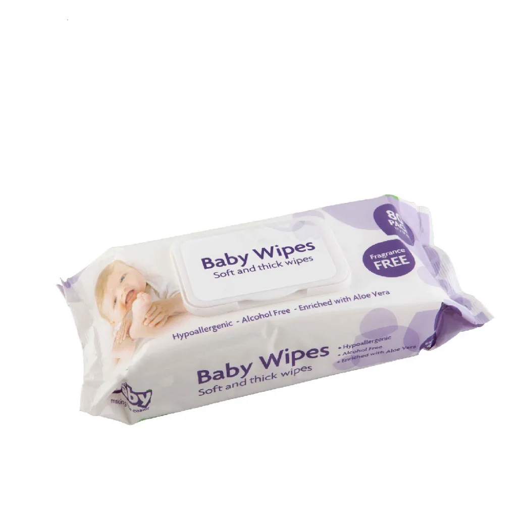 99% Aqua Pure Water Hypoallergenic Unscented Biodegradable Cotton Hands and Mouth Sensitive Wholesale Baby Diaper Wipes